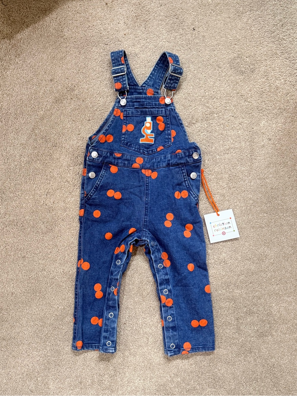 Christian Robinson X Target Telescope Polka Dot Denim Overalls Size 18M